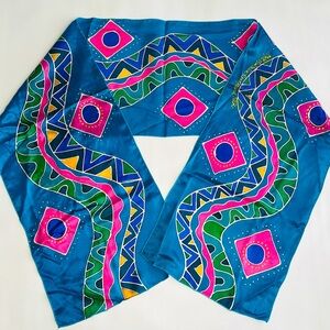 Vintage HOFT Australia Handpainted Silk Scarf  Abstract Art to Wear OOAK